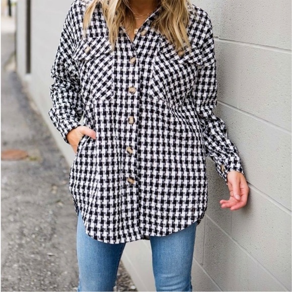 Aaron and Amber Tops - Black Tweed Shacket